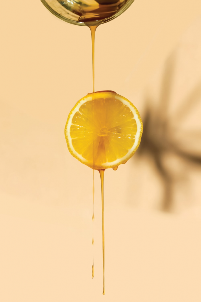 honey drizzled on lemon