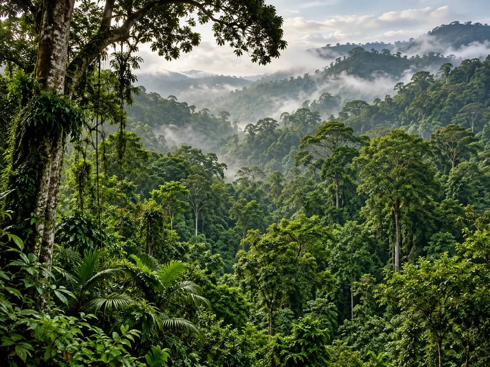 Lush green tropical rainforest landscape illustrating wild honey’s Indonesian origins